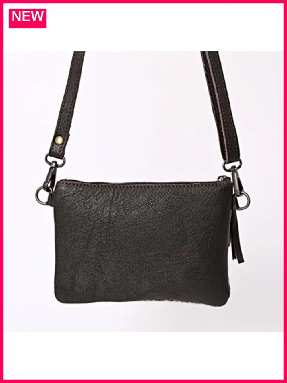 Genuine Cowhide Leather Crossbody Bag with Adjustable Detachable Strap